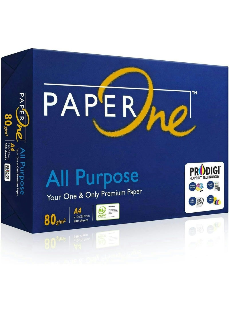 PaperOne ورق بيبر وان متعدد الاستخدامات بريميوم A4 80 جرام – 1 رزمة (500 ورقة) - Image 1